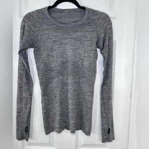 Lululemon Gray White Swiftly Tech Long Sleeve Top Size 4